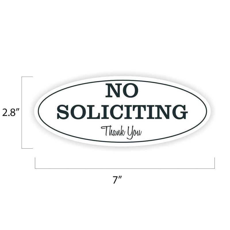 ExcelMark No Soliciting Sign for House or Business â€“ Durable Indoor/Outdoor Sign â€“ Easily Attach to Front Door - UV and Weather Resistant (Medium - 2.8"x 7", White with Black Letters) - Image 2